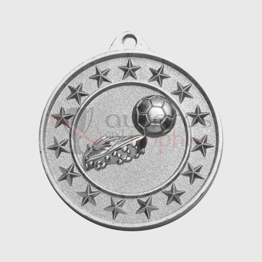 Soccer Starry Medal Silver 50mm