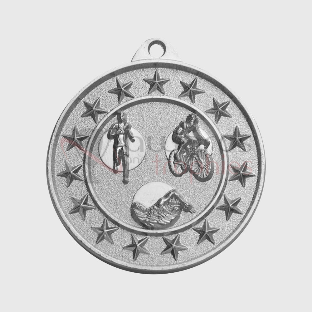 Triathlon Starry Medal Silver 50mm