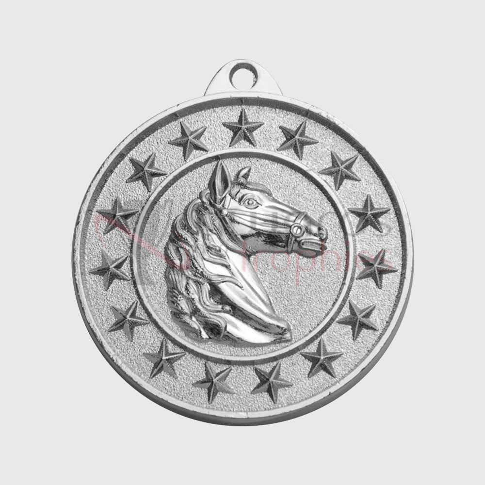 Horse Starry Medal Silver 50mm