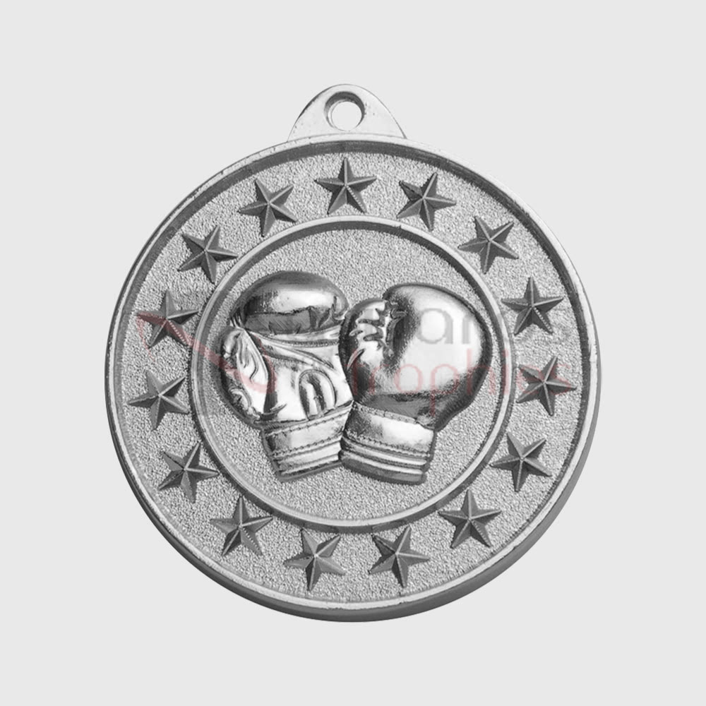 Boxing Starry Medal Silver 50mm