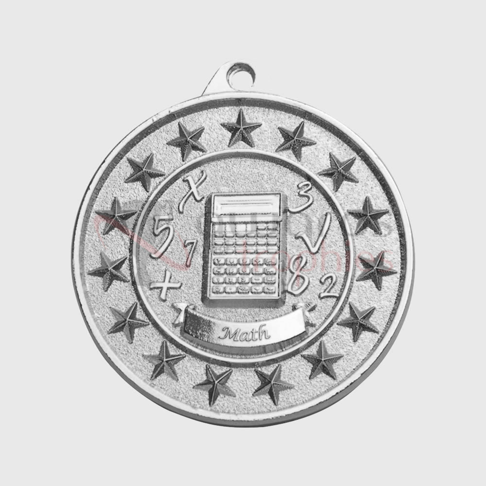 Maths Starry Medal Silver 50mm