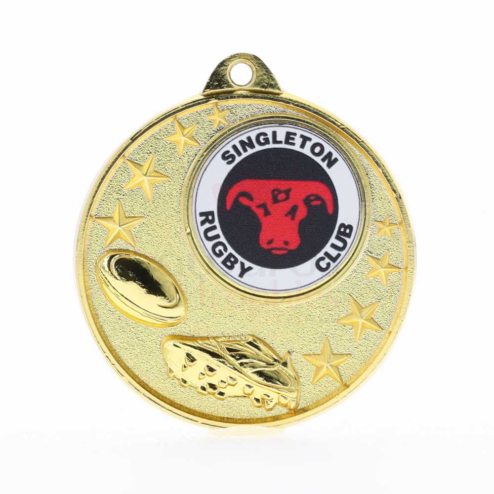 Rugby Logo Starry Medal Gold 50mm