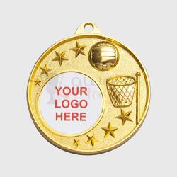 Netball Logo Starry Medal Gold 50mm
