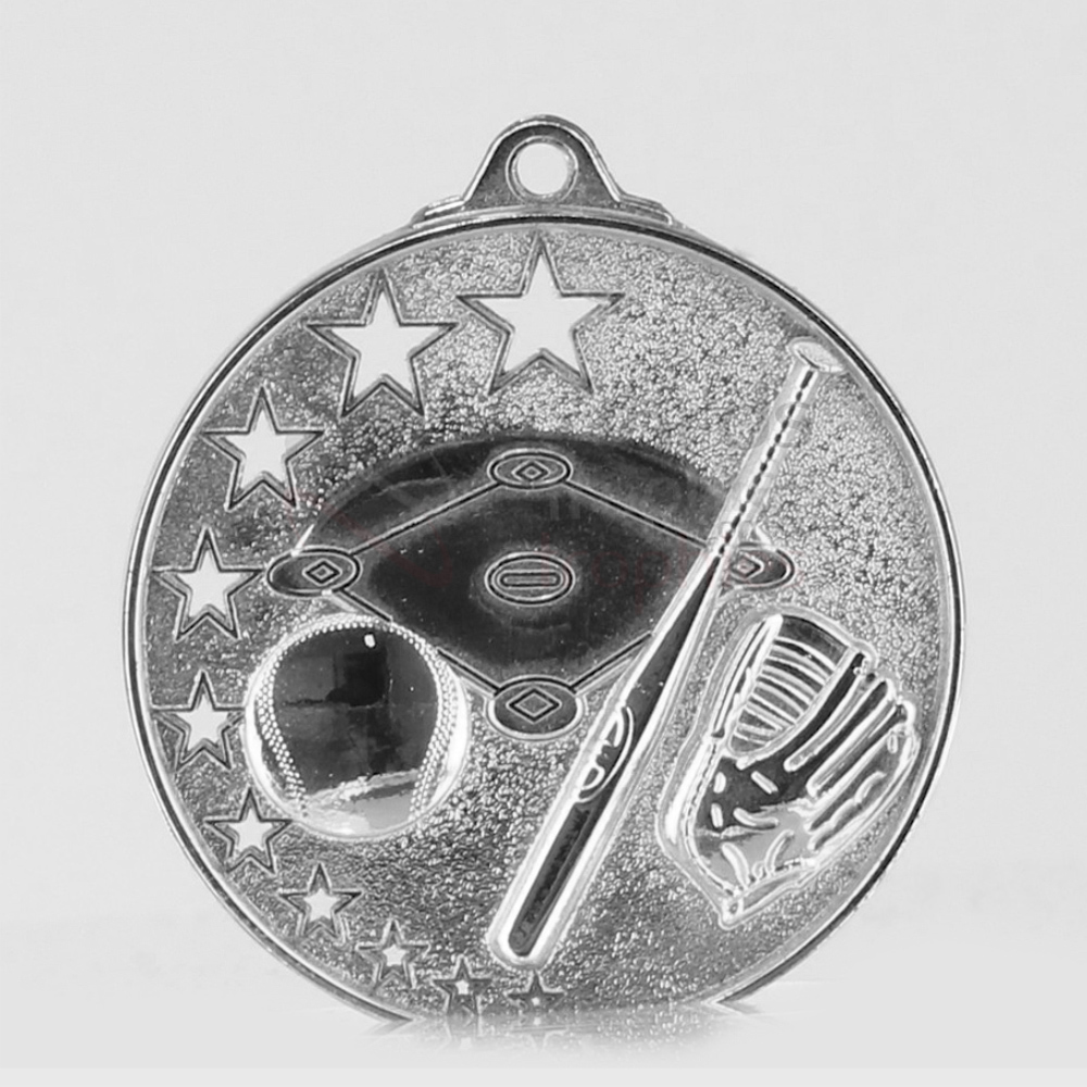 Star Baseball Medal 52mm Silver
