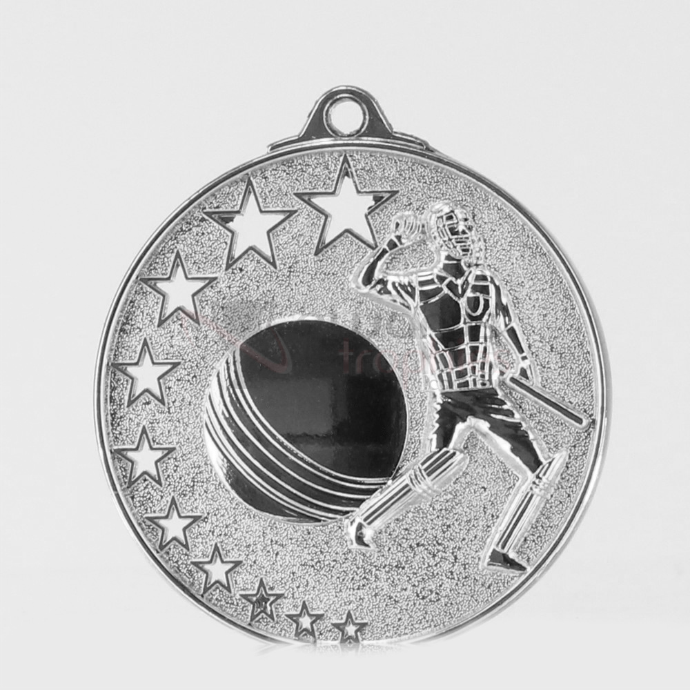 Star Cricket Medal 52mm Silver