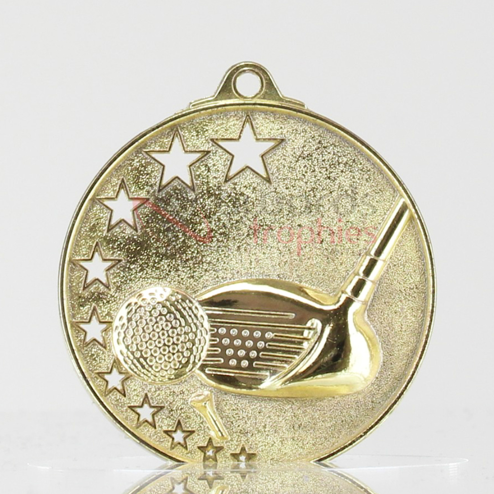 Star Golf Medal 52mm Gold