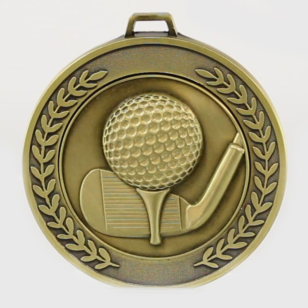 Heavyweight Golf Medal 70mm Gold Golf - AwardsAndTrophies.com.au