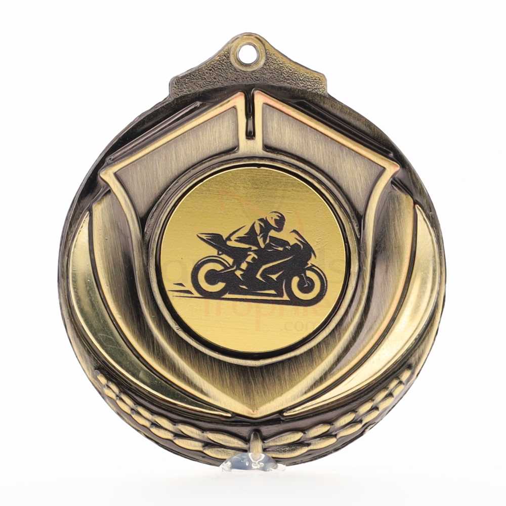 Two Tone Gold Medal 50mm - Motorbike