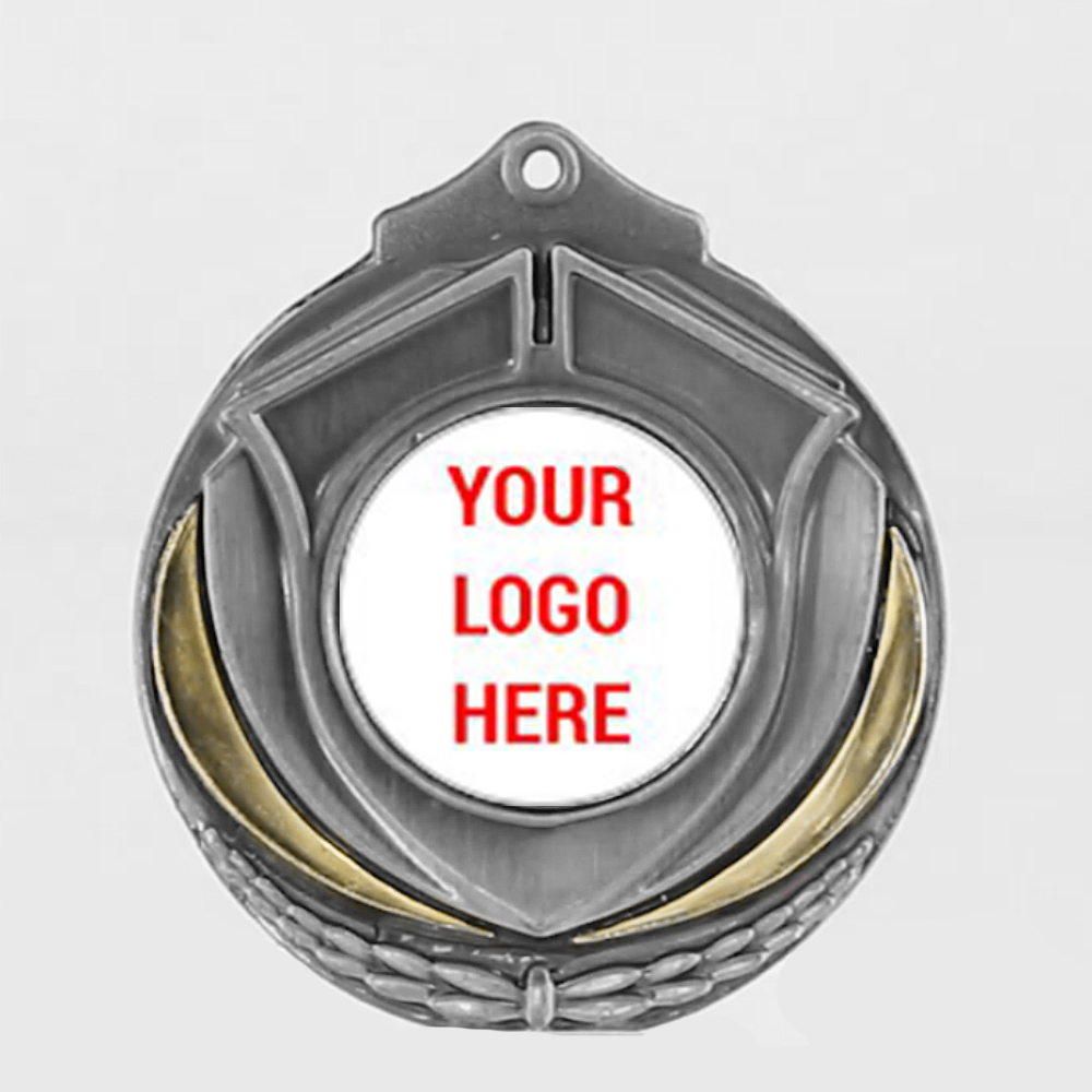 Two Tone Personalised Medal 50mm Silver