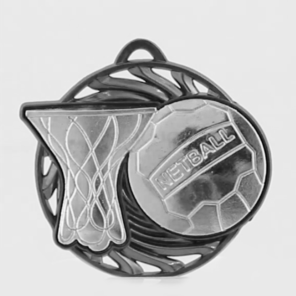 Vortex Netball Medal 55mm Silver