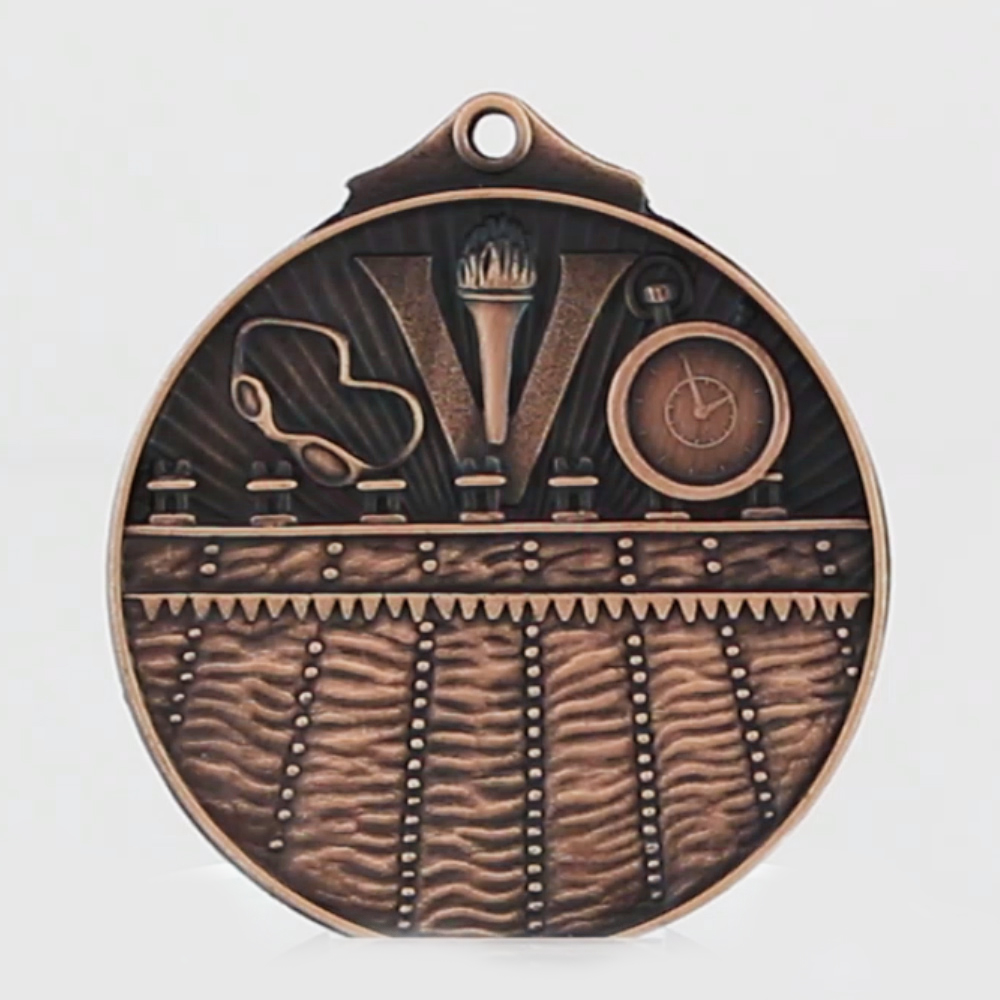 Embossed Swimming Medal 50mm Bronze