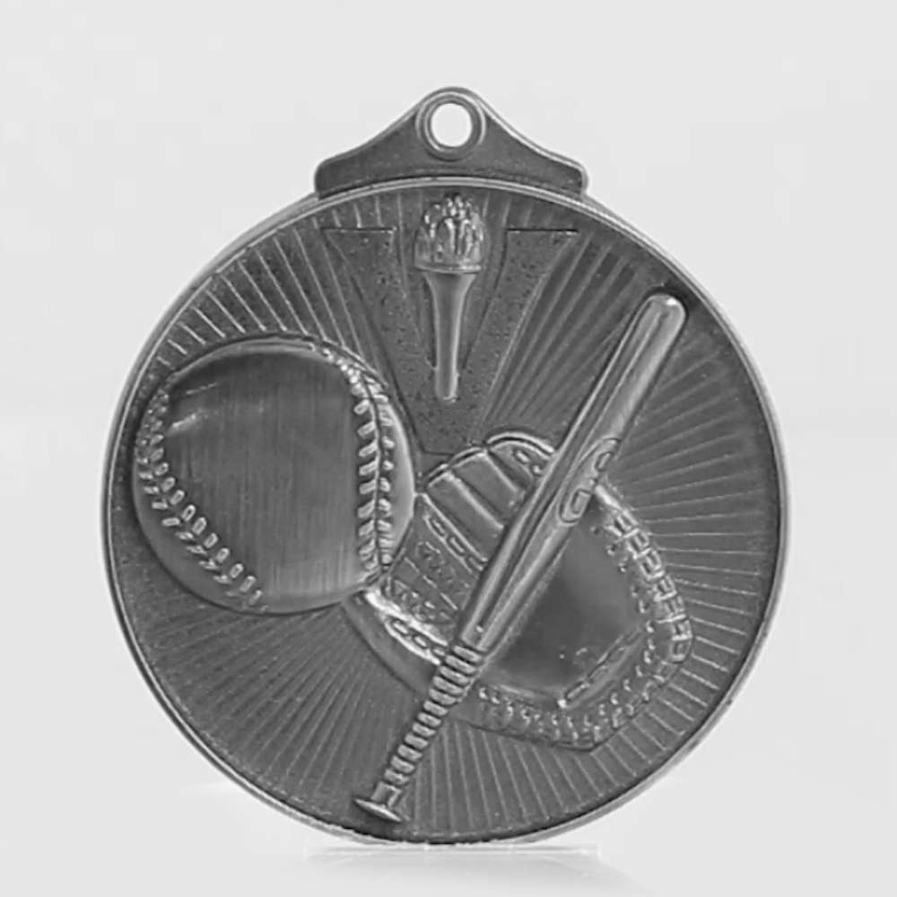 Embossed Baseball Medal 52mm Silver