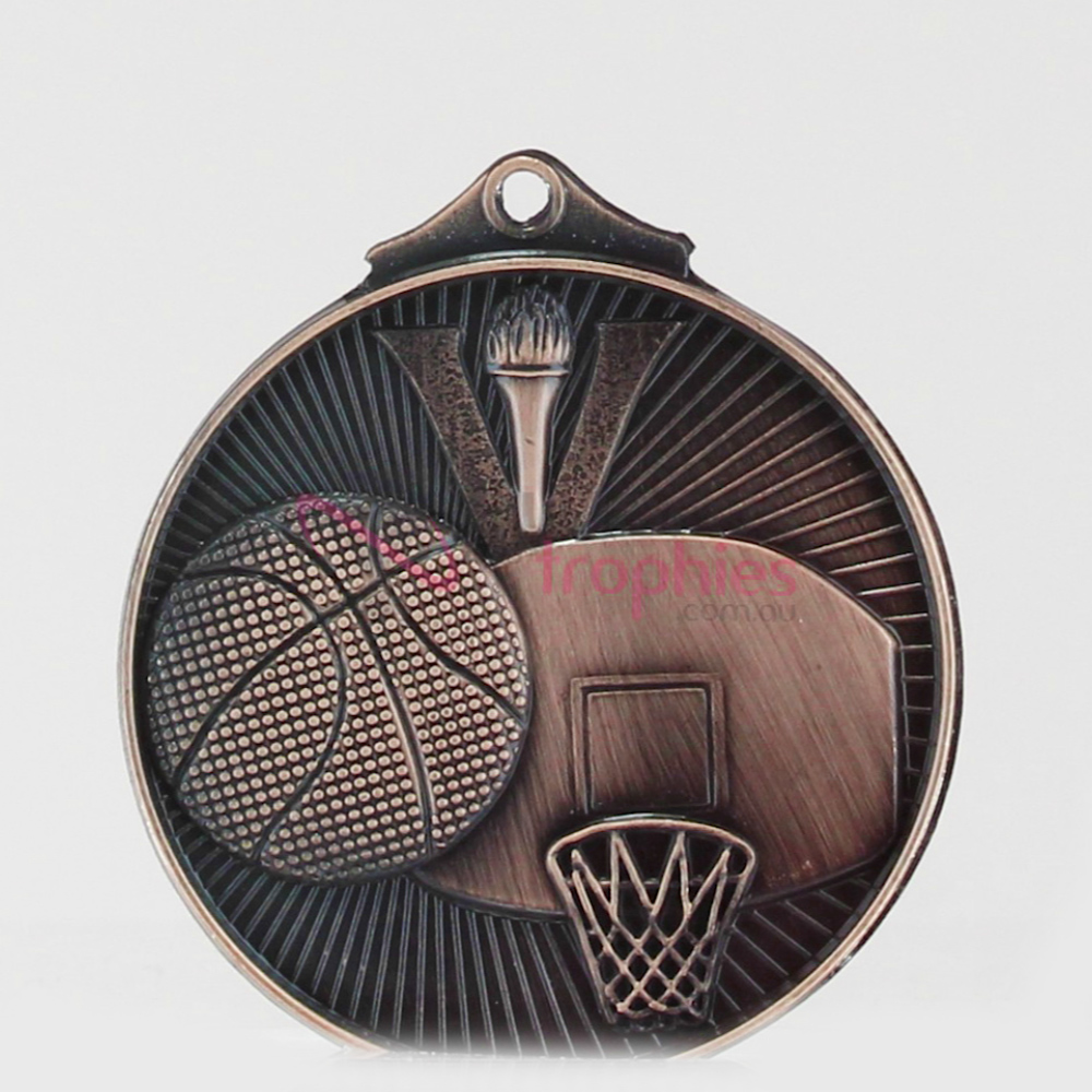 Embossed Basketball Medal 52mm Bronze