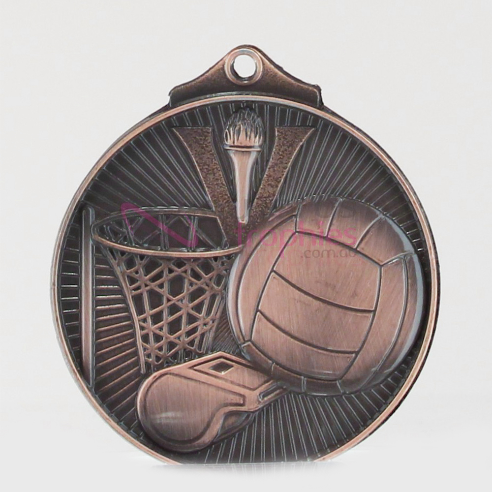Embossed Netball Medal 52mm Bronze