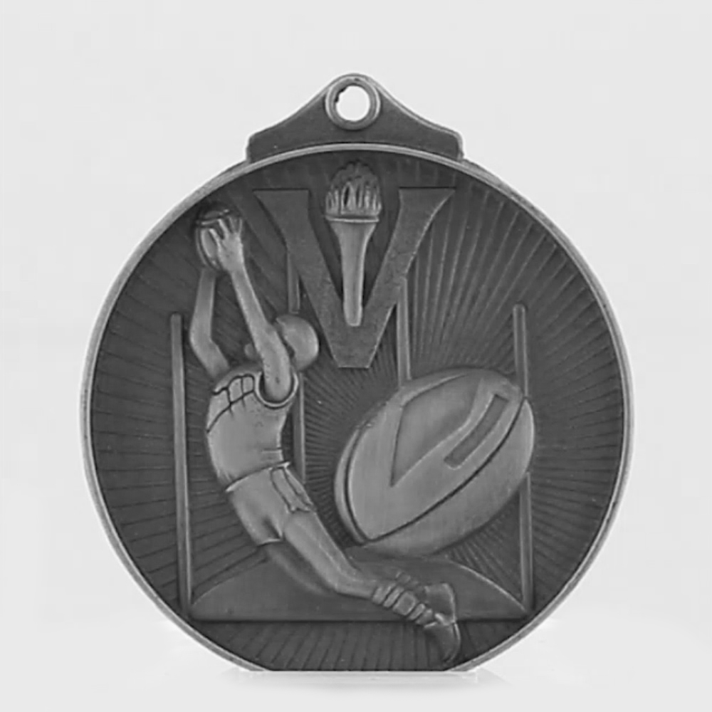 Embossed Aussie Rules Medal 52mm Silver