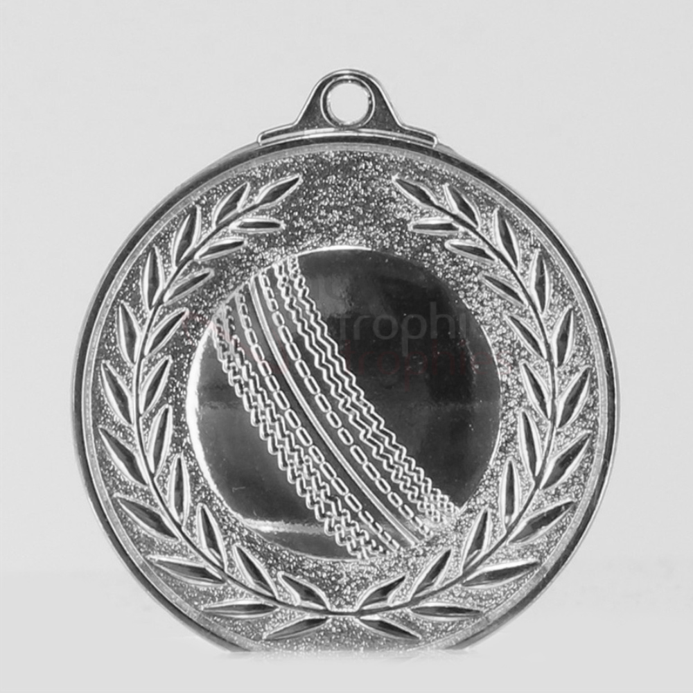 Wreath Cricket Medal 50mm Silver