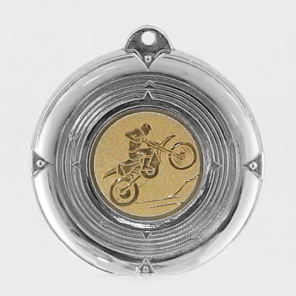 Deluxe Motorcross Medal 50mm Silver