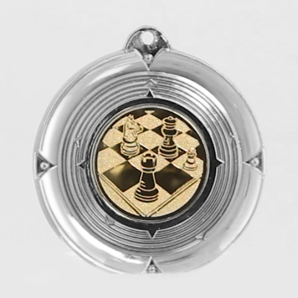 Deluxe Chess Medal 50mm Silver
