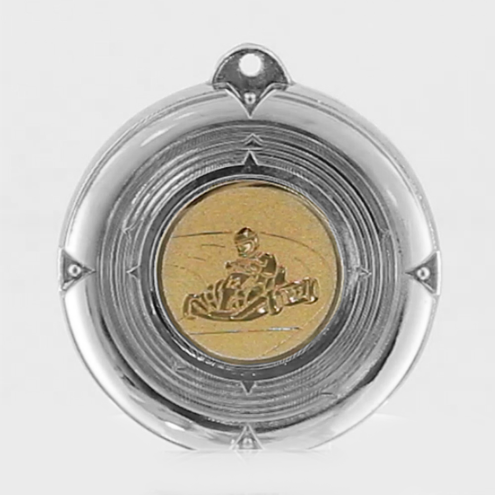 Deluxe Go Karting Medal 50mm Silver