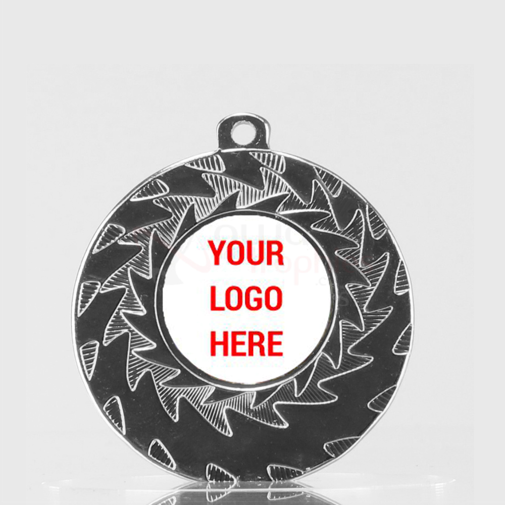 Jagged Personalised Medal 50mm Silver
