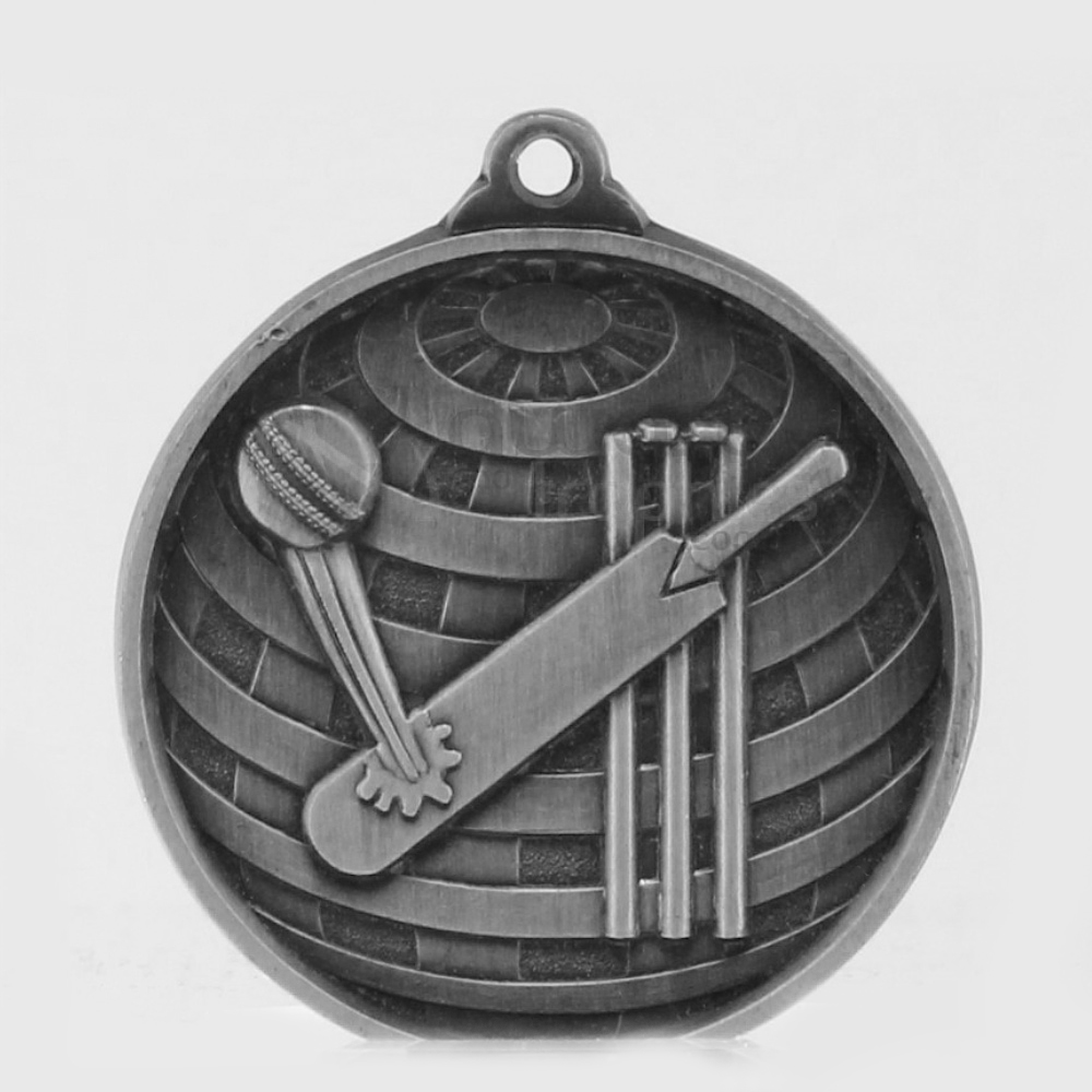 Global Cricket Medal 50mm Silver 
