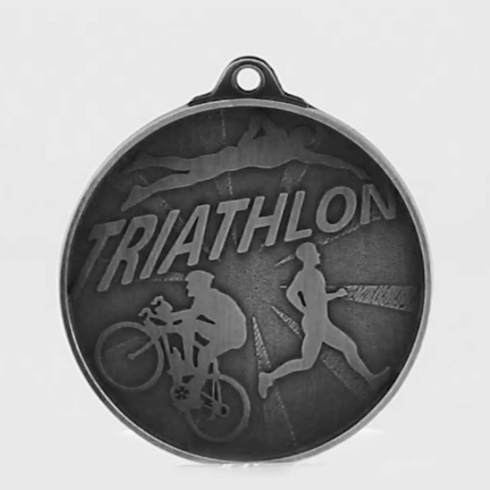 Starburst Triathlon Medal 50mm Silver