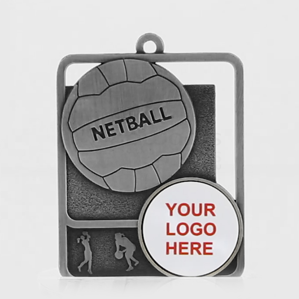 Silhouette Series Netball Logo 60mm Silver