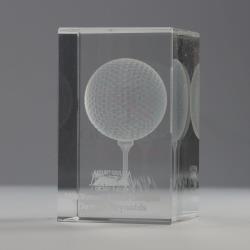 3D Golf Crystal Block 80mm