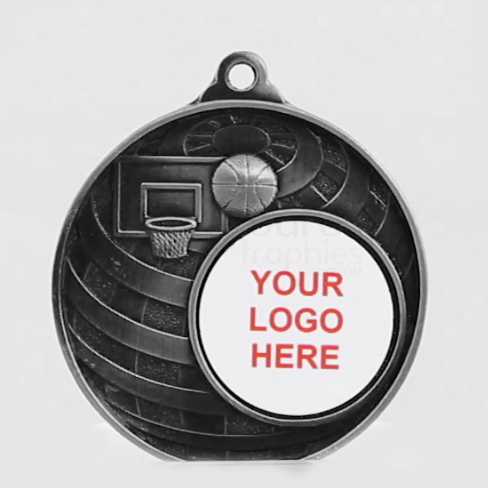 Global Basketball Logo Medal 50mm Silver 