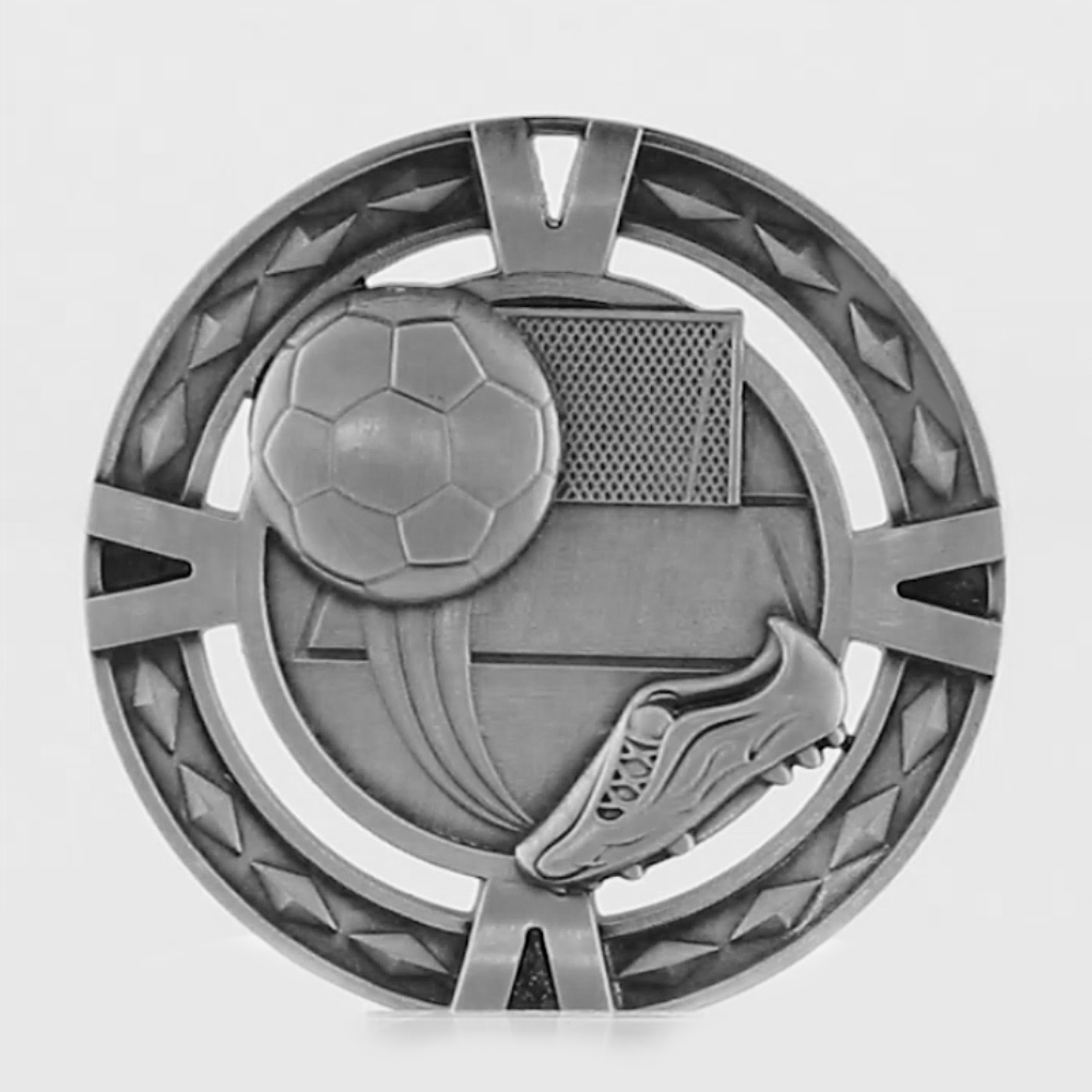 Cutout Soccer Medal 60mm Silver