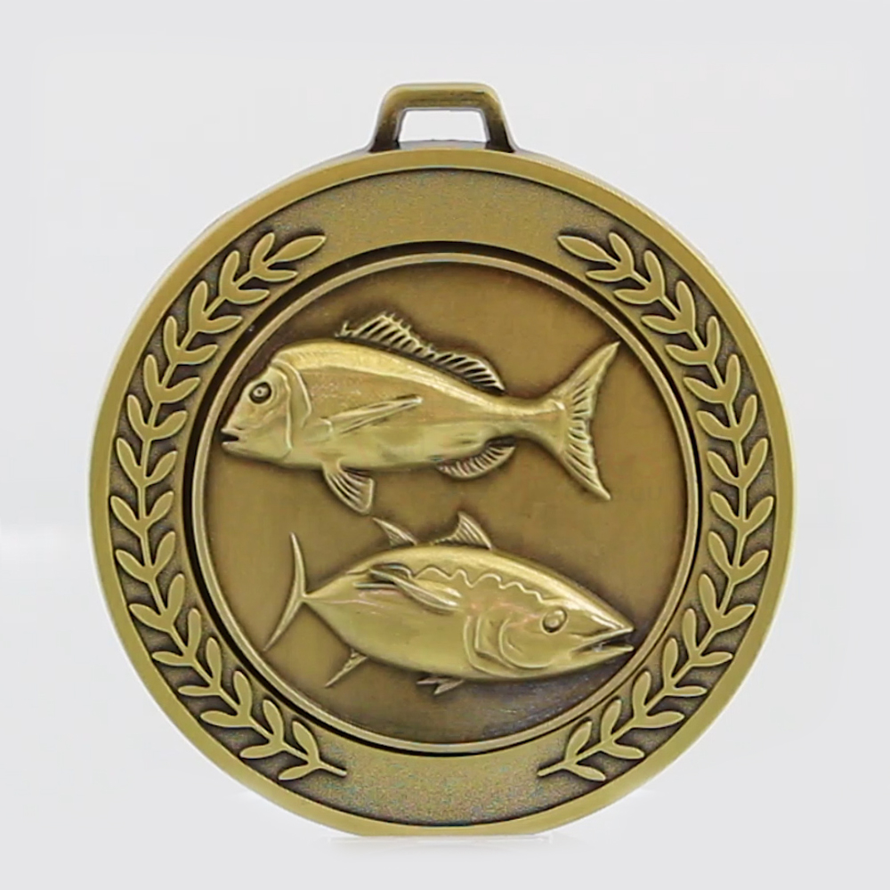 Heavyweight Fishing Medal 70mm Gold