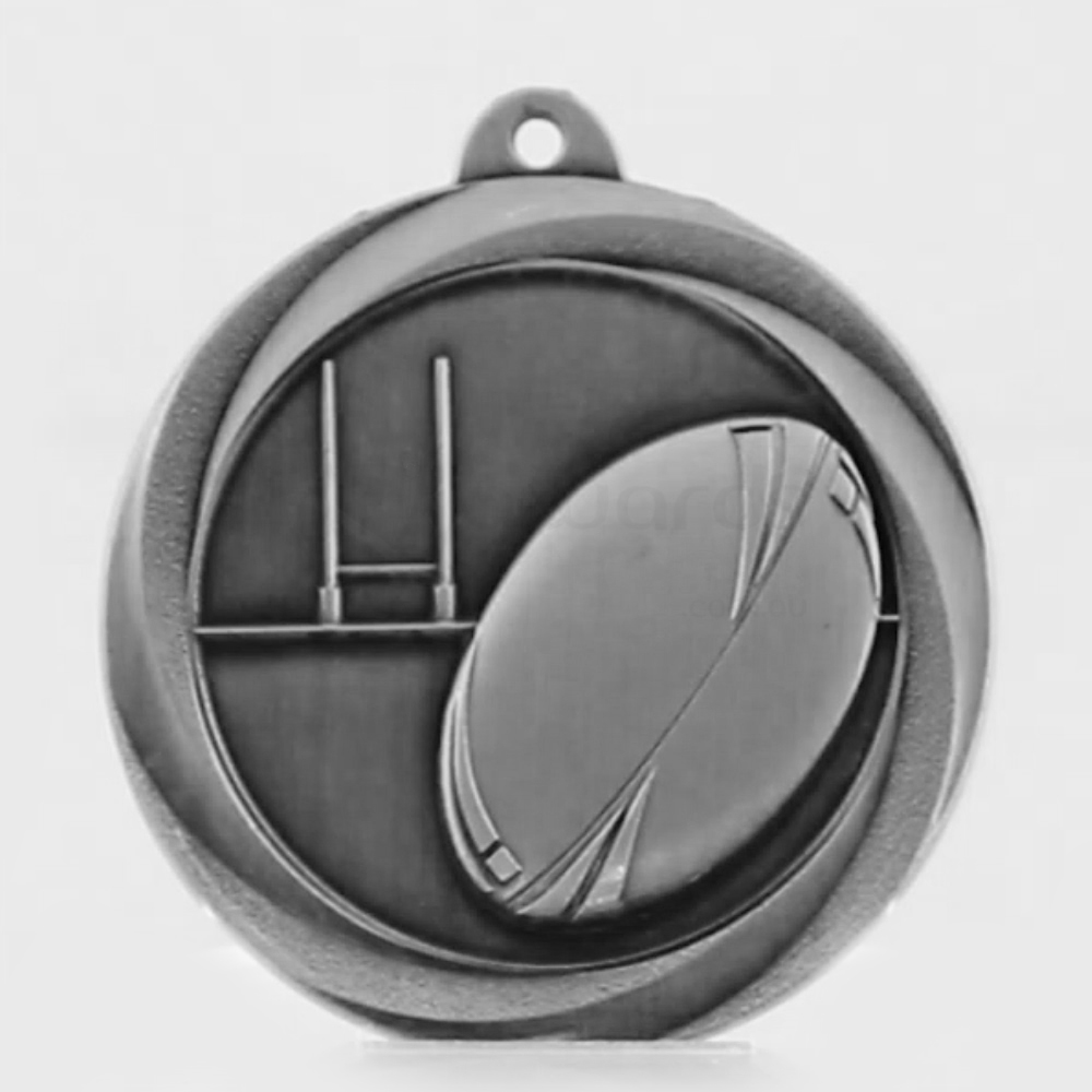 Econo Rugby Medal 50mm Silver