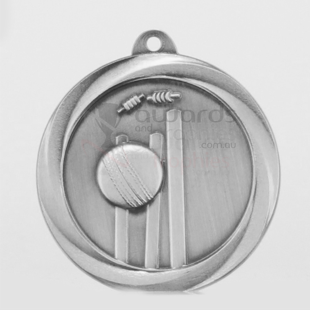 Econo Cricket Medal 50mm Silver