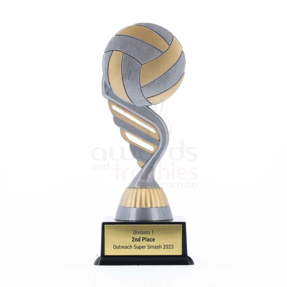 Silver Volleyball Theme on Black Base 160mm 