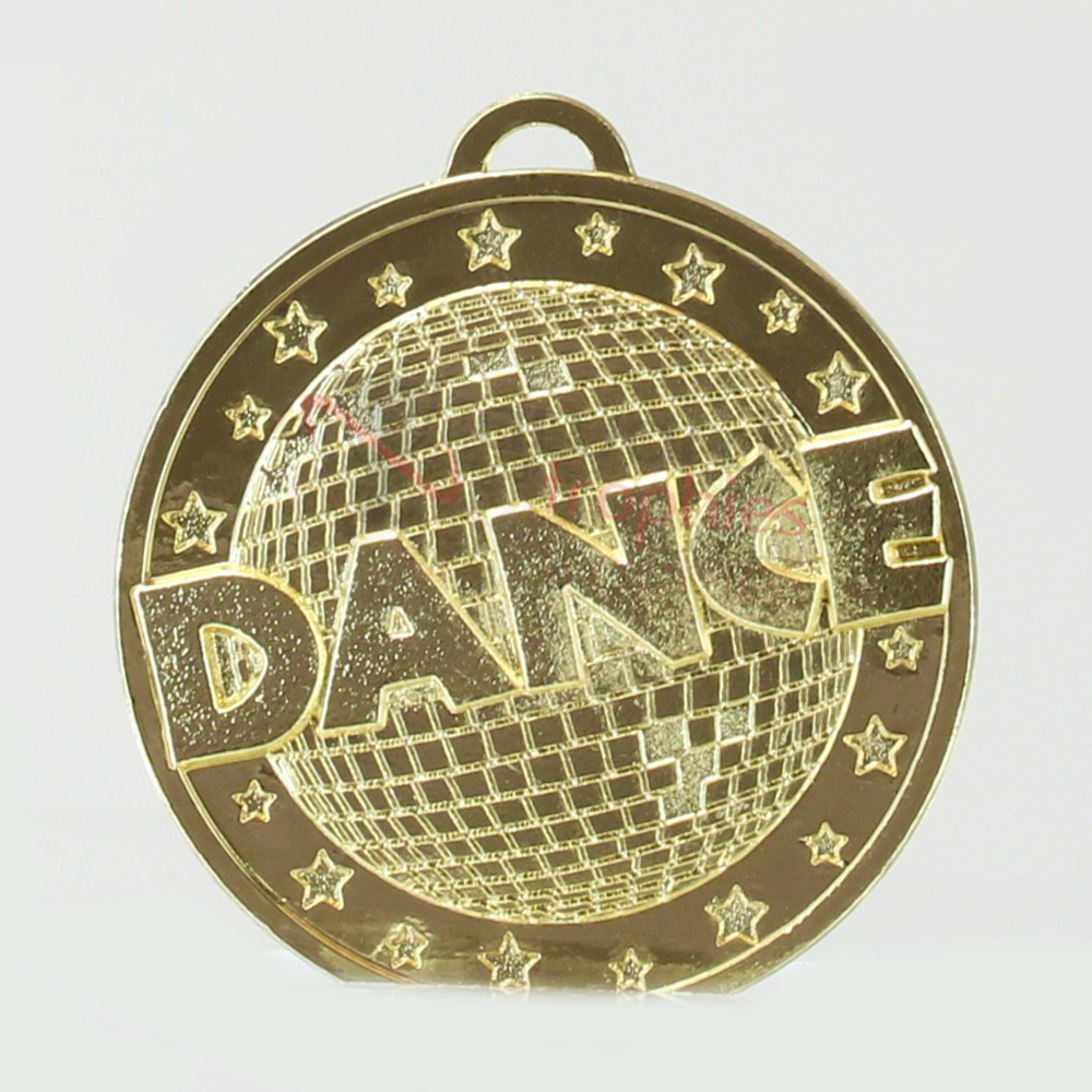 Shiny Disco Dance Medal 50mm Gold