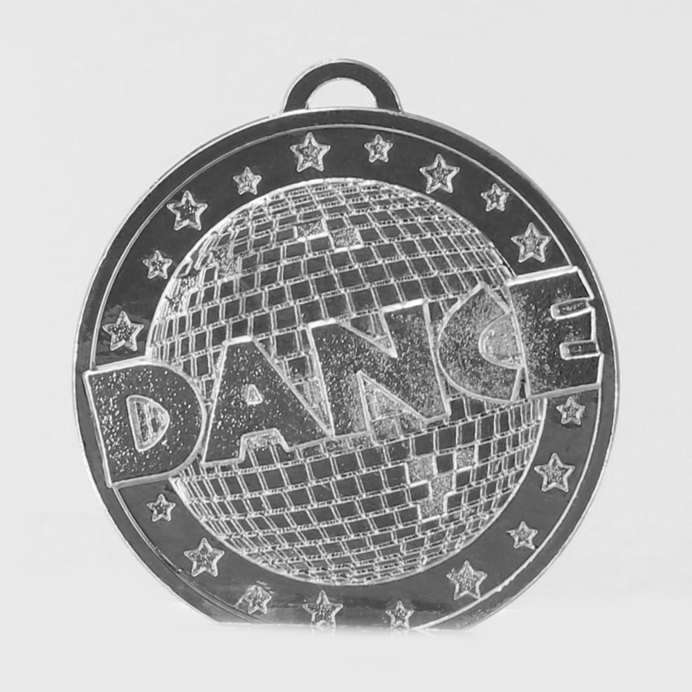 Shiny Disco Dance Medal 50mm Silver